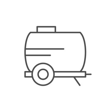 Tarım karavanı ana hatları beyaz üzerine izole edilmiş ikon. Vektör illüstrasyonu