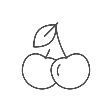 Yaprak çizgisi simgesi beyaza izole edilmiş kiraz. Vektör illüstrasyonu