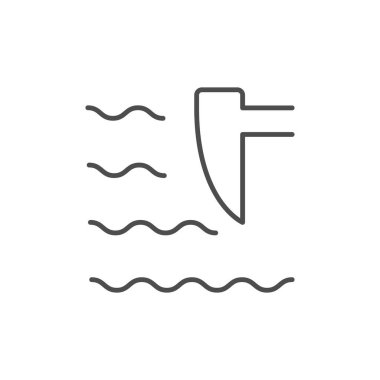 Tarımsal saban çizgisi ana hatları beyaz üzerine izole edilmiş ikon. Vektör illüstrasyonu