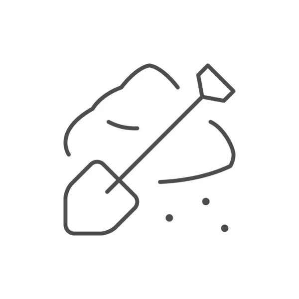 Иконка Контура Почвы Лопаты Изолирована Белом Векторная Иллюстрация — стоковый вектор