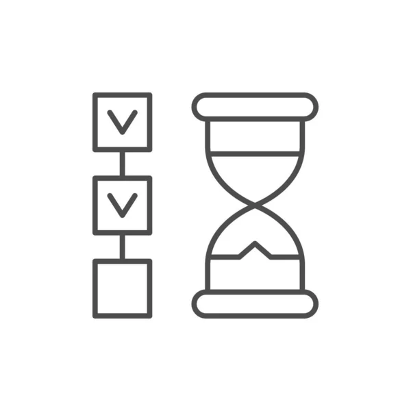 Checkliste Timing Line Outline Icon Isoliert Auf Weiß Vektorillustration — Stockvektor