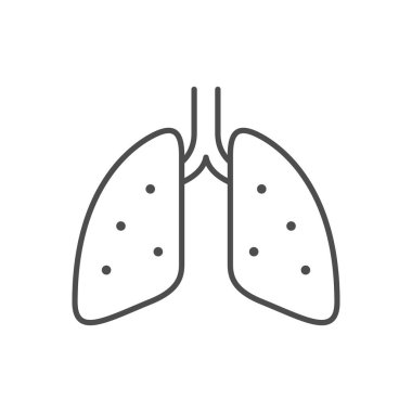 İnsan ciğerleri beyaz üzerine izole edilmiş ana hatlı ikon. Vektör illüstrasyonu