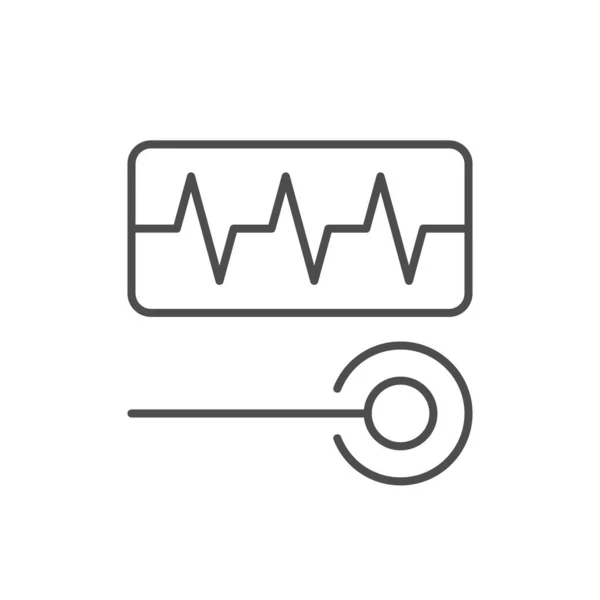 Eletrocardiograma Ícone Esboço Linha Teste Isolado Branco Ilustração Vetorial — Vetor de Stock