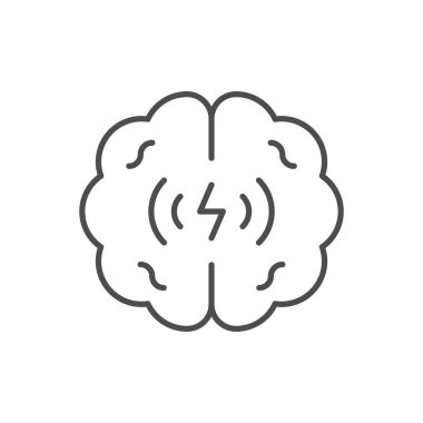 Beynin aktivite çizgisi ana hatları beyaz üzerine izole edilmiş. Vektör illüstrasyonu