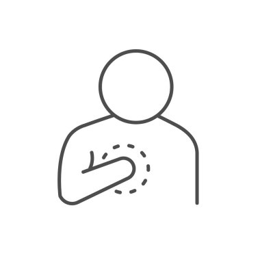 Göğüs ağrısı çizgisi simgesi beyaza izole edilmiş. Vektör illüstrasyonu