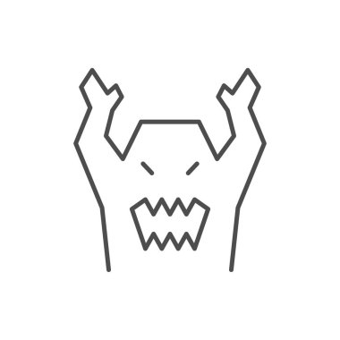 Canavar ya da fobi çizgisi simgesi beyazda izole edilmiş. Vektör illüstrasyonu