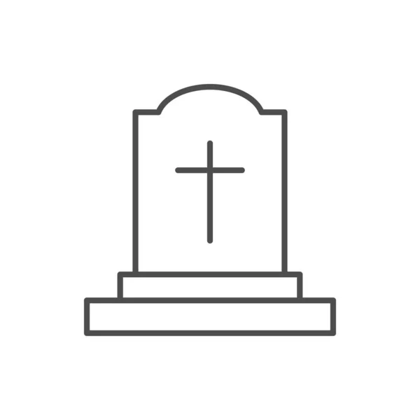 Gravestone Tombstone Line Icon Isolated White Vector Illustration — Stock Vector
