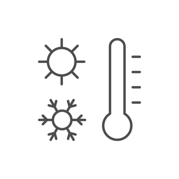 冷和热的温度线图标隔离在白色 矢量说明 — 图库矢量图片