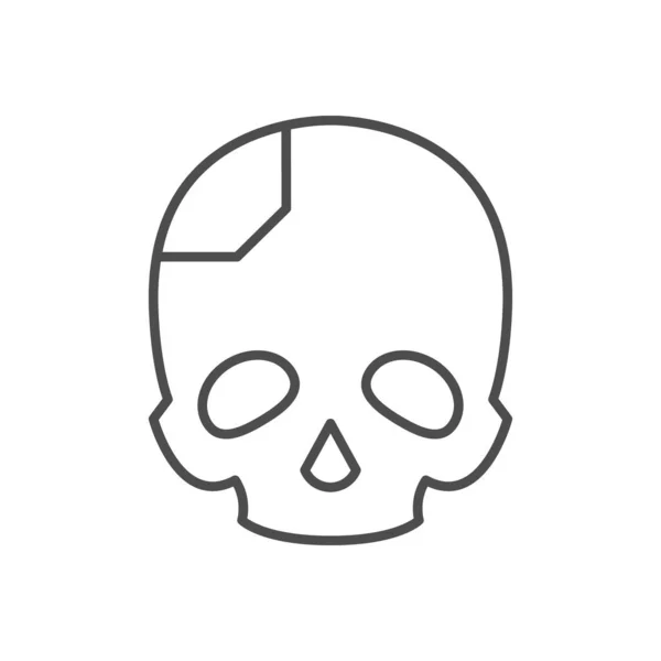 Skull Prosthesis Line Outline Icon Isolated White Vector Illustration — Stock Vector
