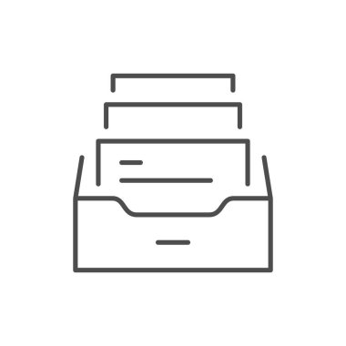 Dosya kabin hattı ana hatları simgesi beyaza izole edildi. Vektör illüstrasyonu