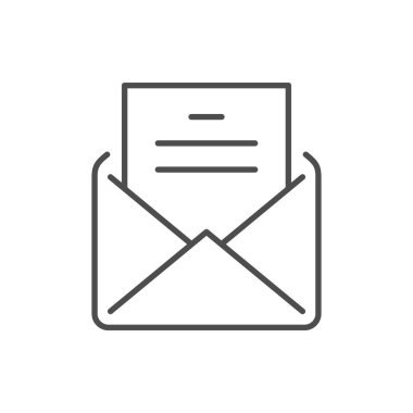 Beyaz üzerine izole edilmiş belge satırı simgesi olan zarf. Vektör illüstrasyonu