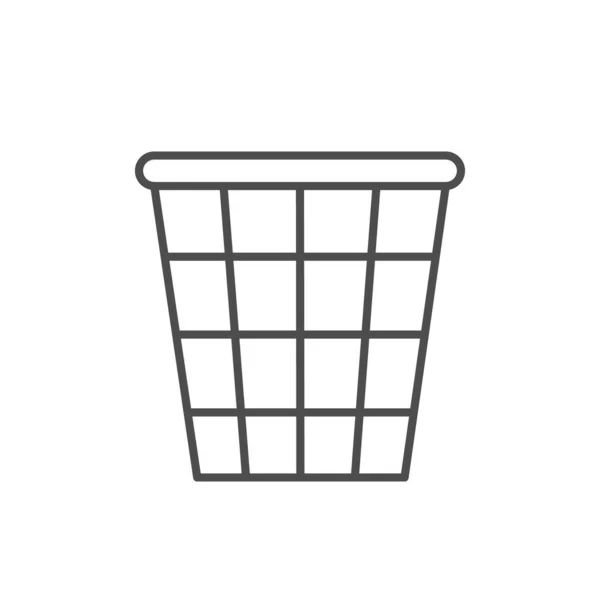 Trash Can Line Outline Icon Isolated White Vector Illustration — Stock Vector