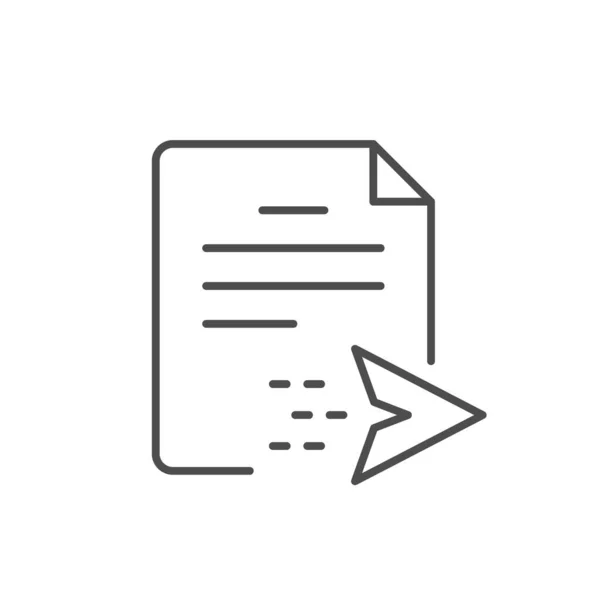 Sending Document Line Outline Icon Isolated White Vector Illustration — Stock Vector