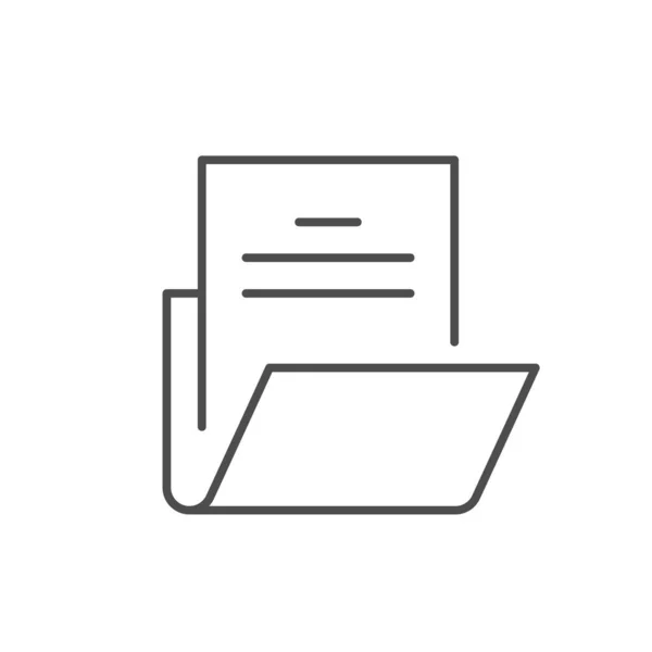 Document Folder Line Outline Icon Isolated White Vector Illustration — Stock Vector