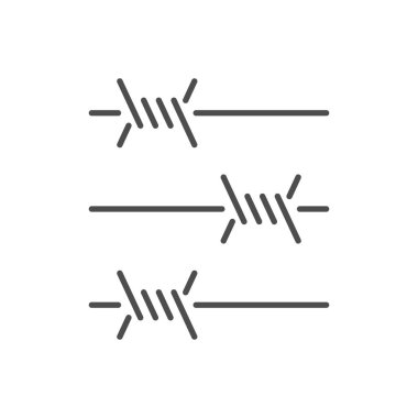 Dikenli tel dış hat ikonu beyaza izole edildi. Vektör illüstrasyonu