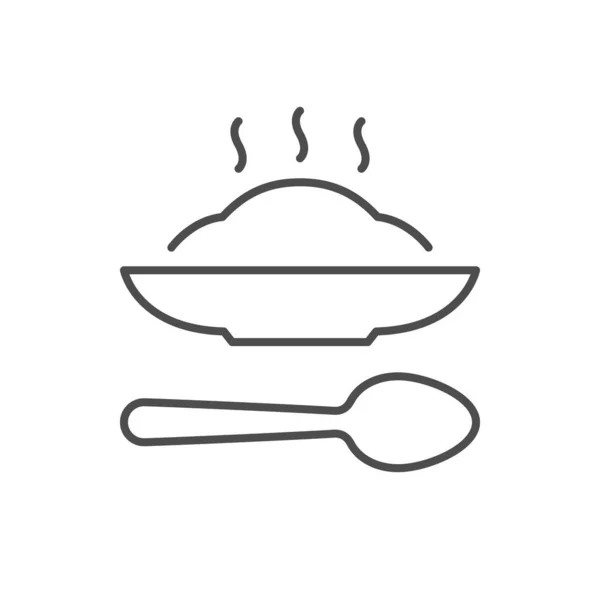 Γεύμα Εικονίδιο Γραμμή Κουτάλι Απομονώνονται Λευκό Εικονογράφηση Διανύσματος — Διανυσματικό Αρχείο