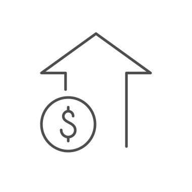 Artan fiyat çizgisi ana hatları beyaz üzerine izole edilmiş. Vektör illüstrasyonu