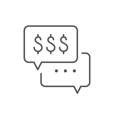 İş konuşması ana hatları simgesi beyaza izole edildi. Vektör illüstrasyonu