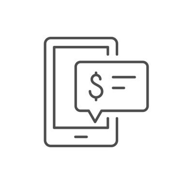 Finansal mobil uygulama hattı simgesi beyaza izole edildi. Vektör illüstrasyonu