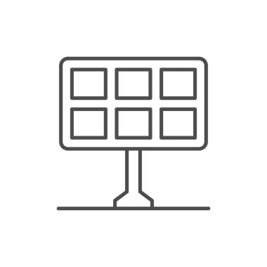 Güneş paneli ana hat simgesi beyaza izole edildi. Vektör illüstrasyonu