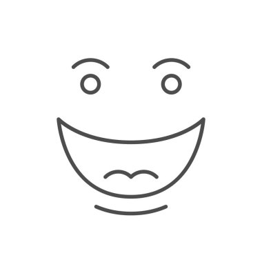 Joy duygu çizgisi ana hatları beyaz üzerine izole edilmiş ikon. Vektör illüstrasyonu