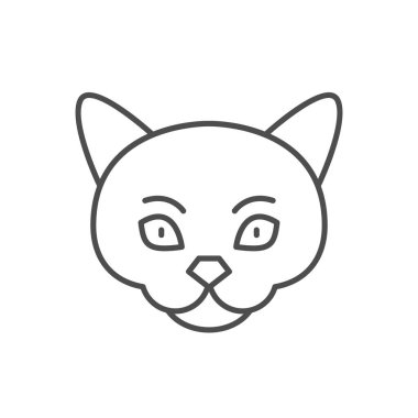 Evcil kedi çizgisi ana hatları beyaz üzerine izole edilmiş. Vektör illüstrasyonu