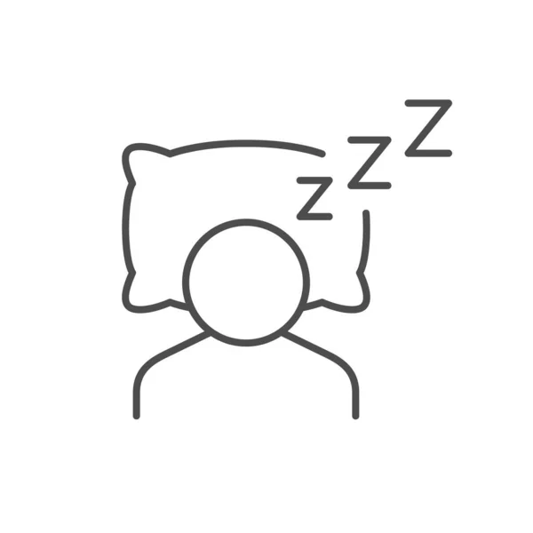 Sleeping Person Line Outline Icon Isolated White Vector Illustration — Stock Vector