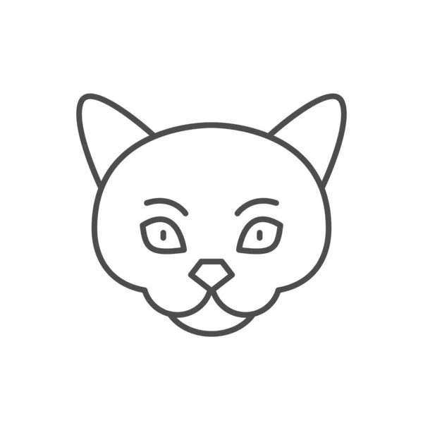 Domestic Cat Line Outline Icon Isolated White Vector Illustration — Stock Vector