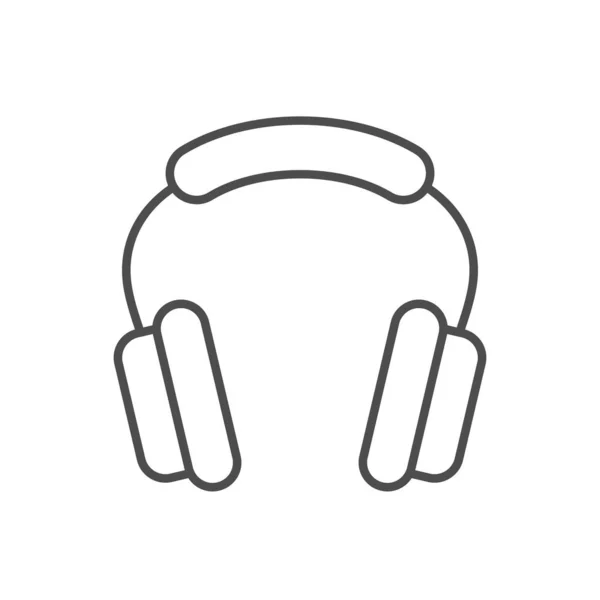 Headphones Earphones Line Icon Isolated White Vector Illustration — Stock Vector