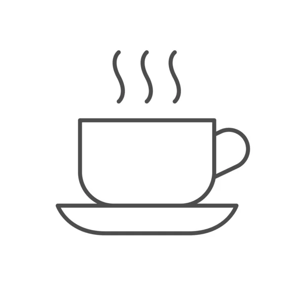 Kaffeetasse Linie Umriss Symbol Isoliert Auf Weiß Vektorillustration — Stockvektor
