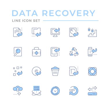 Veri kurtarmanın renk çizgisi simgelerini beyaza ayır. Vektör illüstrasyonu