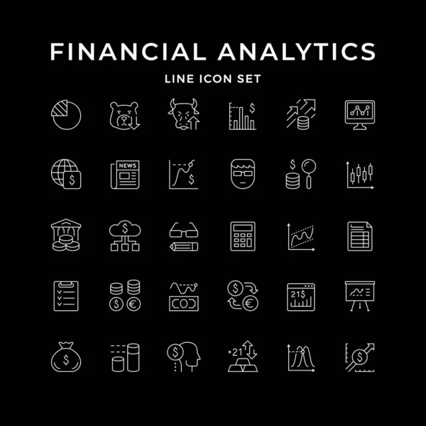 Nastavit Čárové Ikony Finanční Analýzy Izolované Černé Graf Nebo Graf — Stockový vektor