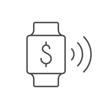 NFC akıllı saat çizgisi simgesi beyazda izole edildi. Vektör illüstrasyonu