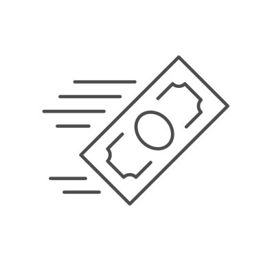 Para hattı ana hat simgesi beyaz üzerine izole ediliyor. Vektör illüstrasyonu