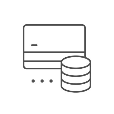 Kredi kartı ana hatları simgesi beyaza izole edildi. Vektör illüstrasyonu