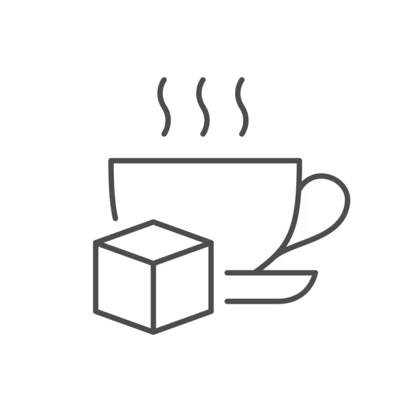 Kopje Koffie Lijn Pictogram Geïsoleerd Wit Vectorillustratie — Stockvector
