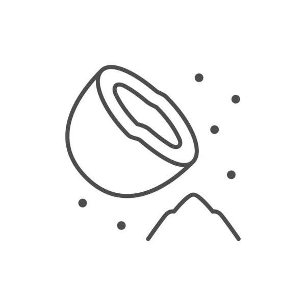 Кокосовая Линия Сахара Контур Значок Изолирован Белом Векторная Иллюстрация — стоковый вектор