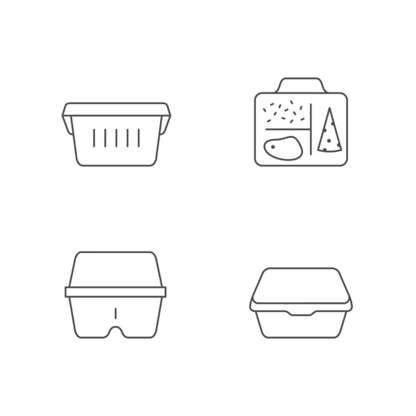 Ställ Linje Ikoner Lunch Box Isolerad Vitt Livsmedelsbehållare Vektorillustration — Stock vektor