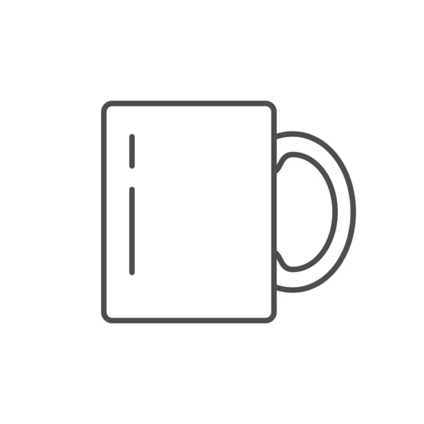 Кружка Чашка Линии Значок Изолирован Белом Векторная Иллюстрация — стоковый вектор