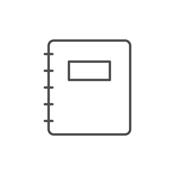 Ícone Esboço Linha Notebook Espiral Isolado Branco Ilustração Vetorial — Vetor de Stock
