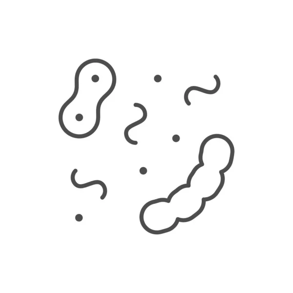 Ícone Linha Micróbios Bactérias Isolado Branco Ilustração Vetorial — Vetor de Stock