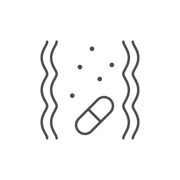 Probiotiques Ligne Pilule Icône Contour Isolé Sur Blanc Illustration Vectorielle — Image vectorielle