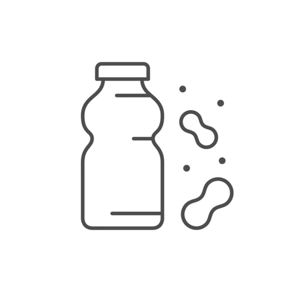 Probiotikus Joghurt Vonal Vázlat Ikon Elszigetelt Fehér Vektorillusztráció — Stock Vector