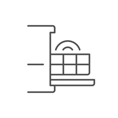 Bulaşık makinesi çizgisi çizgisi simgesi beyaza izole edilmiş. Vektör illüstrasyonu