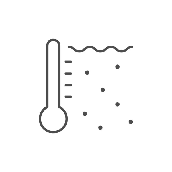 Wassertemperatur Linienumriss Symbol Isoliert Auf Weiß Vektorillustration — Stockvektor