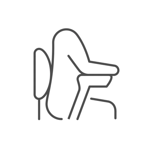 Correct Sitting Pose Line Icon Isolated White Vector Illustration — Stock Vector
