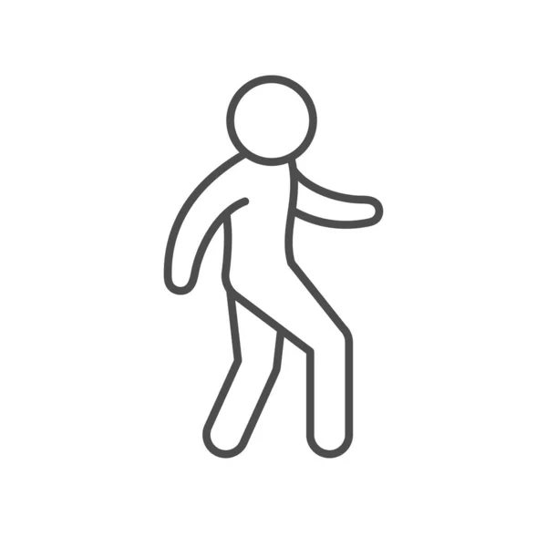 Icono Contorno Línea Persona Caminante Aislado Blanco Ilustración Vectorial — Vector de stock