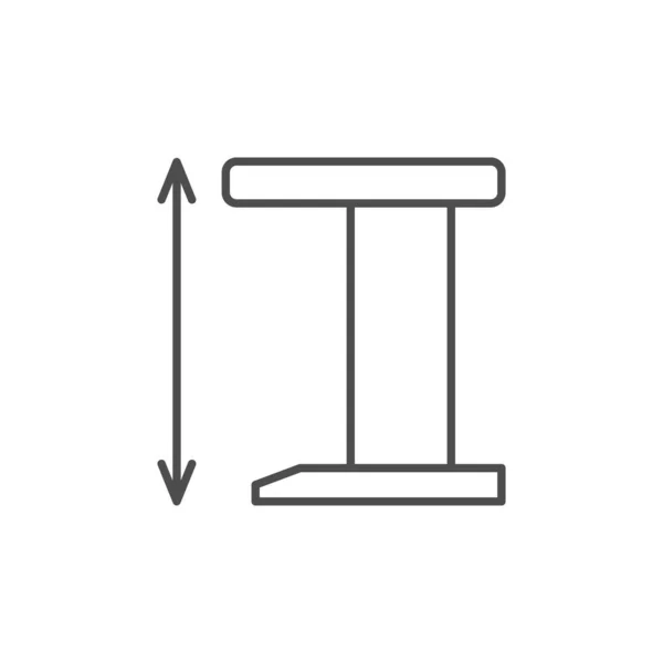 Иконка Контура Линии Высоте Стола Изолирована Белом Векторная Иллюстрация — стоковый вектор