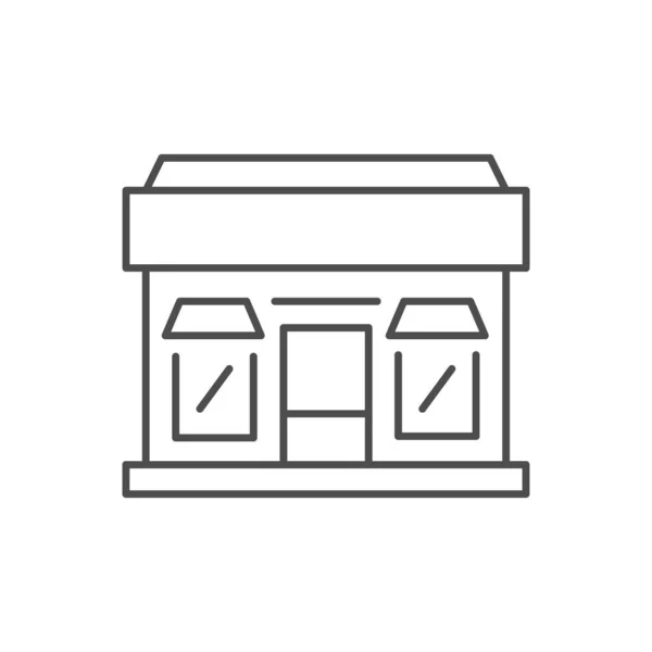 Shop Bygning Linje Skitse Ikon Isoleret Hvid Indkøbscenter Butik Supermarked – Stock-vektor
