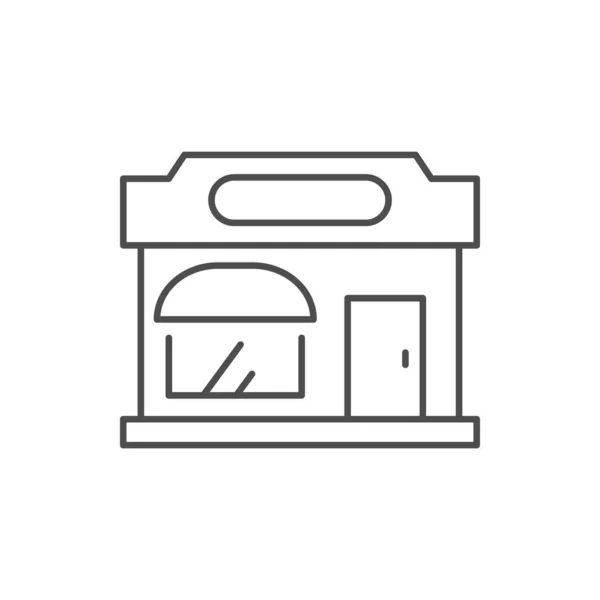Иконка Контура Линии Здания Магазина Изолирована Белом Малл Магазин Супермаркет — стоковый вектор